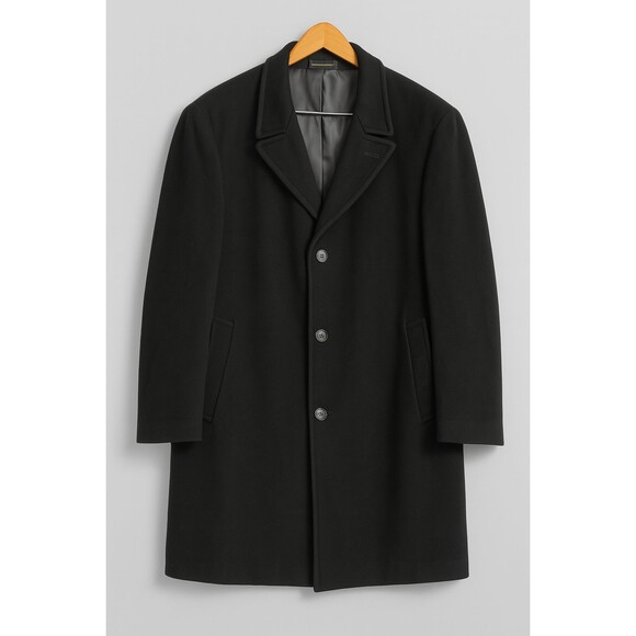 Vintage Ralph Lauren Men's Black Cashmere Blend Overcoat-XL Excellent Condition - Picture 1 of 10